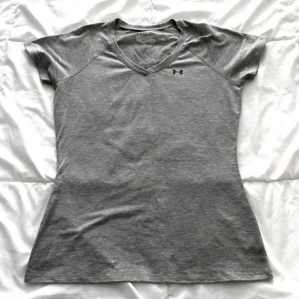 Under Armour Grey Semi-Fitted Heat Gear V-Neck T-Shirt